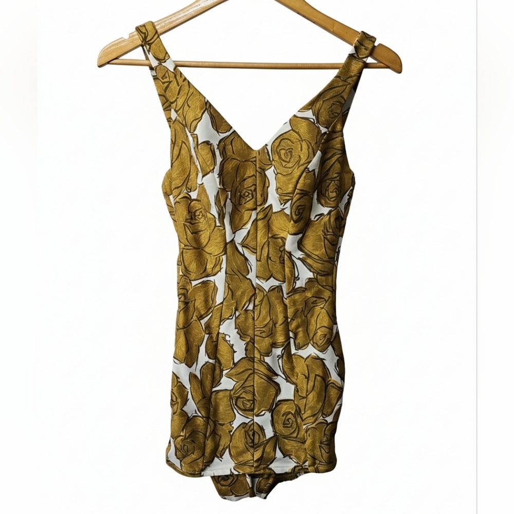 Vintage 60s Rose Marie Reid Floral Pinup Bathing Suit Sz 12 Womens (Small)